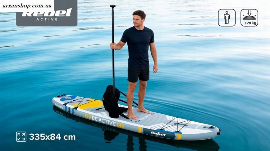 SUP дошка 335см Rebel ACTIVE с аксессуарами сапборд 170 кг 335 x 84 х 15 см White 000141 фото