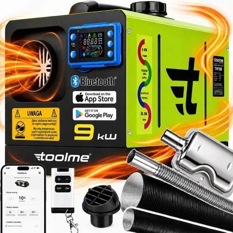 Автономний дизельний обігрівач Toolme 9кВт 12/24/230В + Bluetooth (Польща)  000074 фото