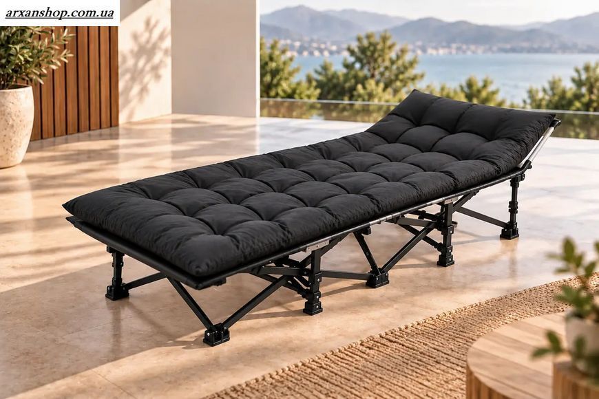 Раскладная кровать с матрасом до 200кг - раскладушка DIEGO Camp Soft 190&times;71см , черная  DG-YYM-102 фото