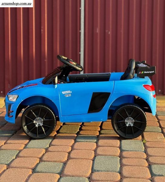 Детский электромобиль Cabrio 6V 5A (спойлер, пульт, LED-фары, звук, открывающая дверь, педаль газа), Синий 000138 фото